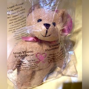 AVON NWT VTG 2001 TEDDY BEAR FLAME BREAST CANCER AWARENESS BEAN BAG PLUSH SEALED